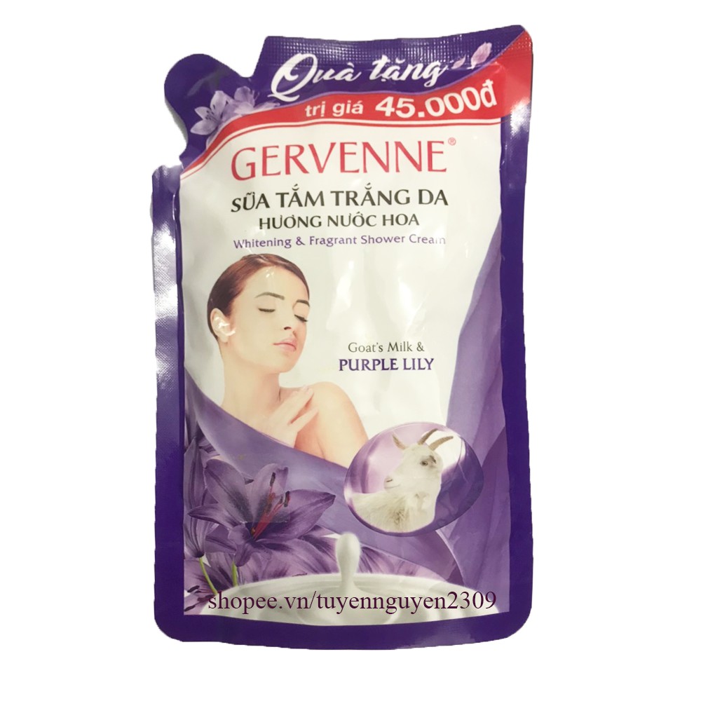 Sữa tắm sữa dê Gervenne hương nước hoa túi 380g/túi-Giao màu ngẫu nhiên