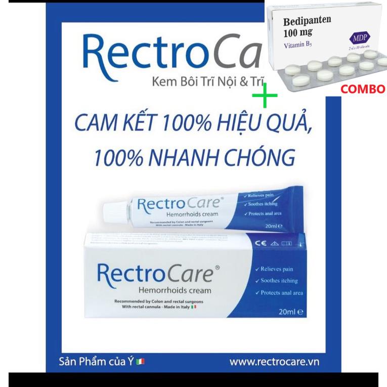 Combo Bedipanten 100mg +  Gel bôi trĩ nội trĩ ngoại  nhập khẩu Ý Rectrocare 20ml