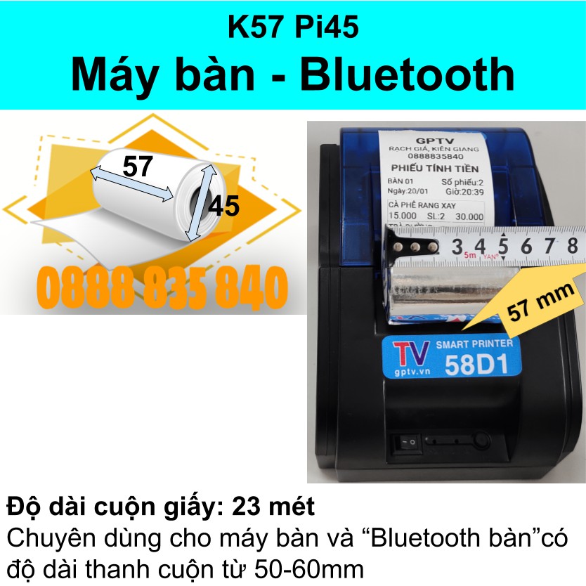 [Khổ K80 K57] Giấy nhiệt in bill hóa đơn phiếu tính tiền phiếu thu hình ảnh dành cho máy in mini bluetooth hoặc để bàn