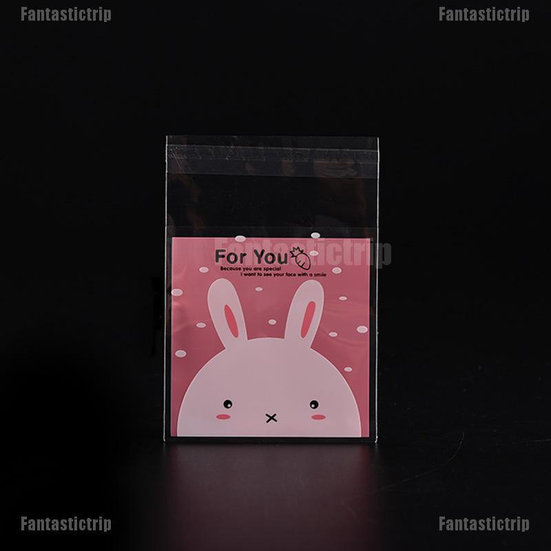 Bộ 100 Túi Đựng Kẹo In Hình Thỏ Hoạt Hình Dễ Thương