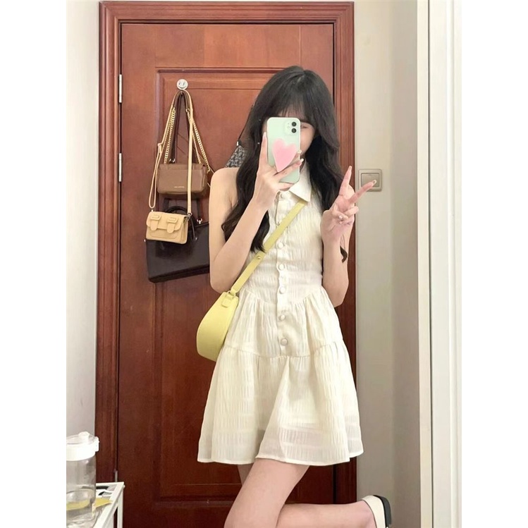 Đầm Ngắn Cổ Polo Hở Lưng Dáng Ôm Thời Trang Mùa Hè 2022 Dành Cho Bạn Nữ