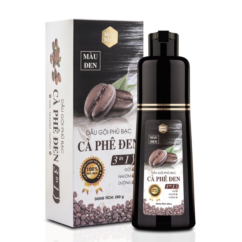 Dầu Gội Phủ Bạc Cà Phê Đen Mộc Nhu - MÀU ĐEN + NÂU ĐEN