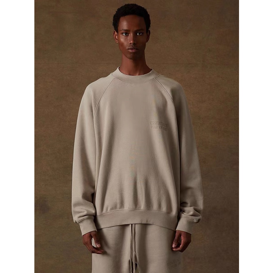 FOG FEAR OF GOD DOUBLE TRACK ESSENTIALS 22FW FLOCKED PRINT HIGH STREET PLUNGED CREW NECK Sweater