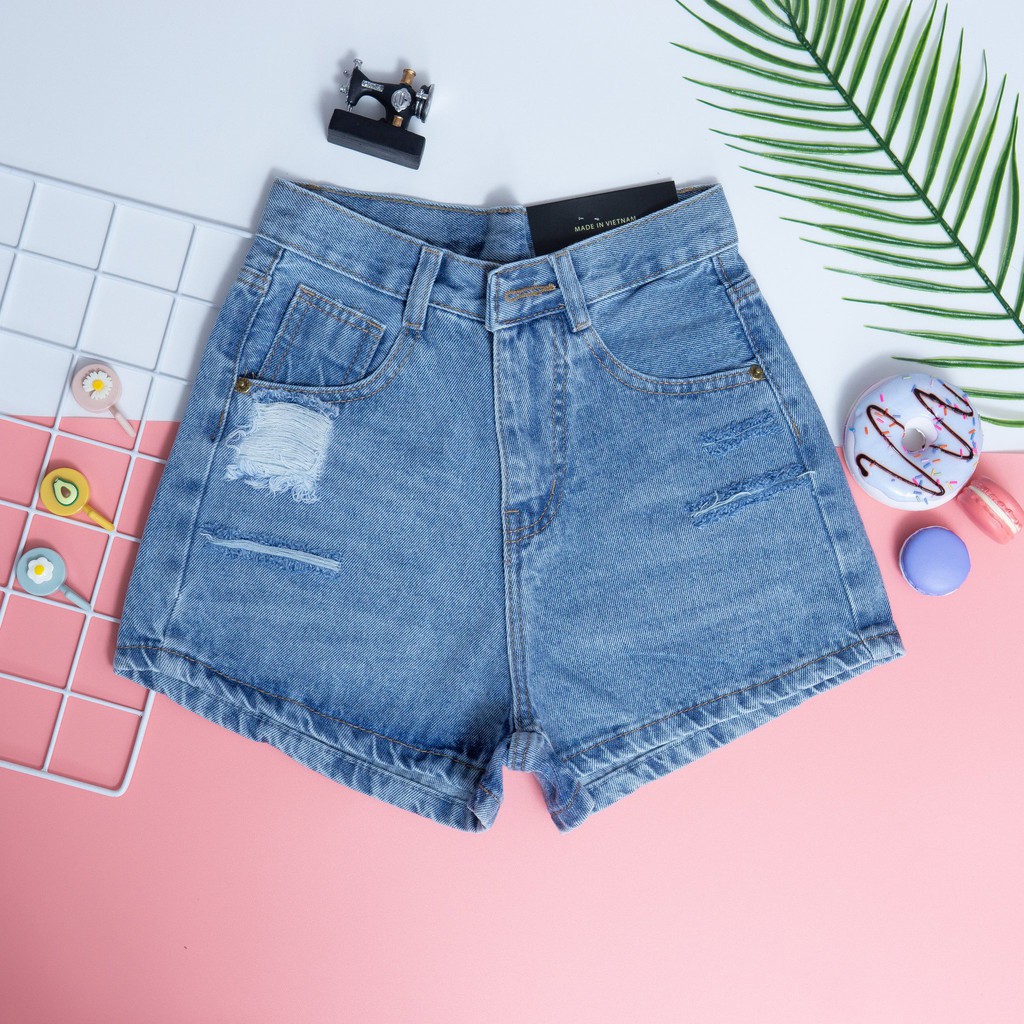 Quần Sọt Jean Nữ Rách Lai Cuốn Vải Dày Dặn Lưng Cao(MẪU MỚI) | BigBuy360 - bigbuy360.vn