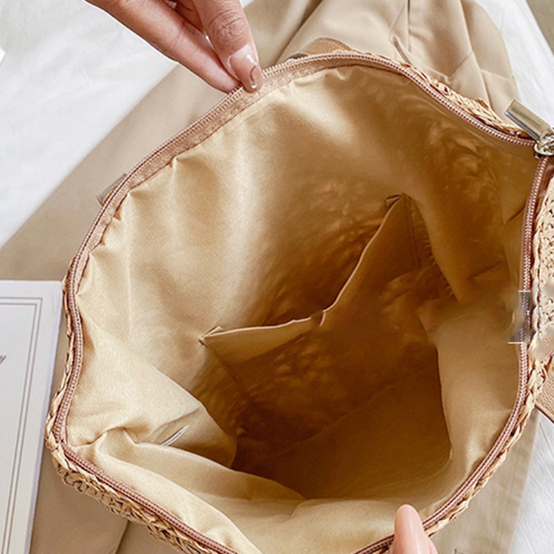 Túi tote đeo vai IELGY bằng rơm sức chứa lớn dễ phối đồ cho nữ