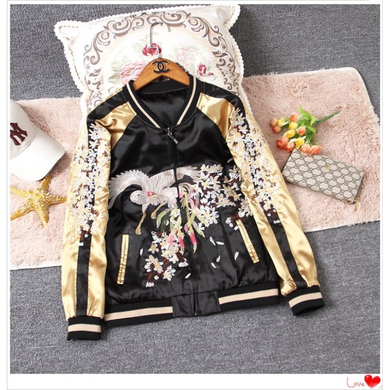 ÁO KHOÁC BOMBER 2 MẶT THÊU HẠC XÒE SUKAJAN JACKET