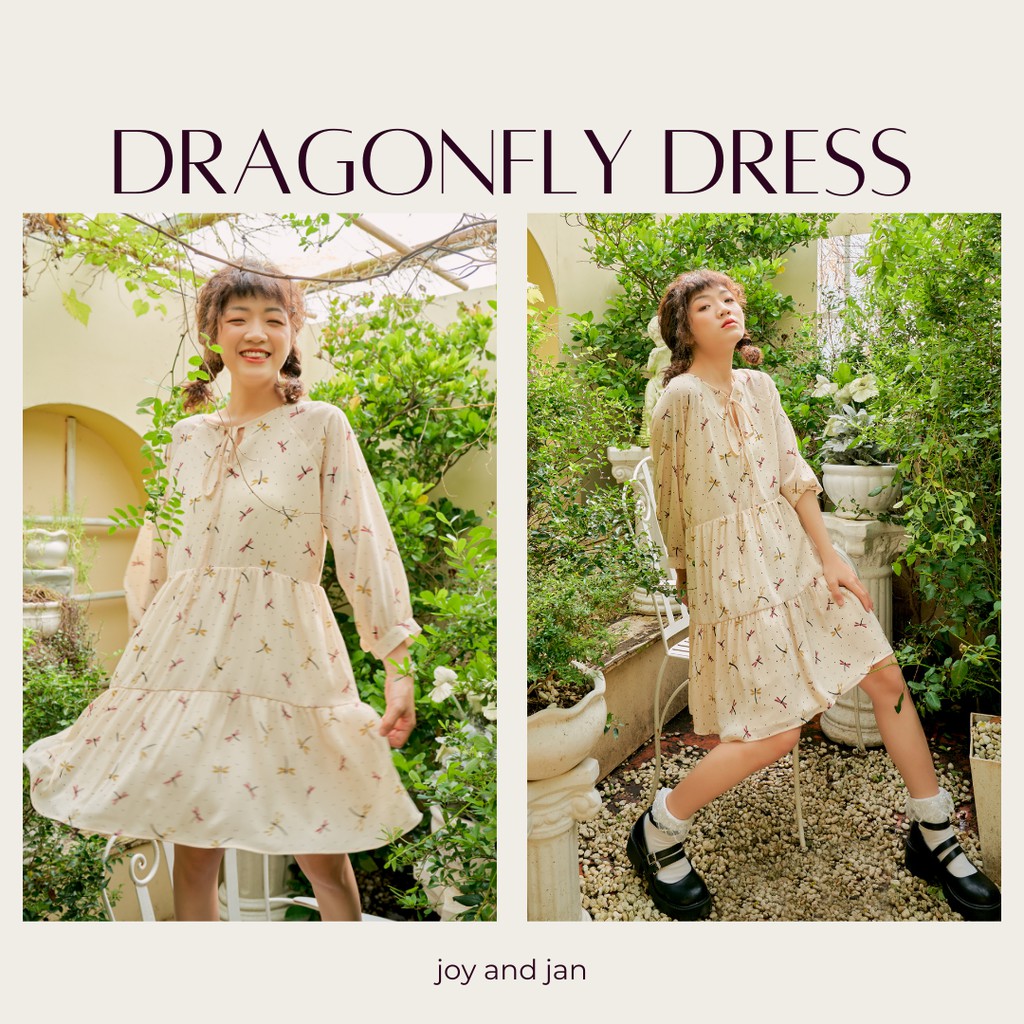 Đầm babydoll hoa nhí , đầm voan hoa dễ thương , hàng thiết kế hai lớp Dragonfly Dress D041 (ảnh thật kèm clip)