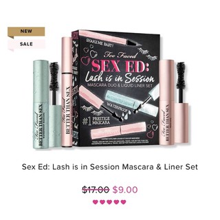 Set kẻ mắt + mascara too faced sex ed: lash is in session mascara & liner set