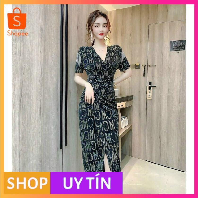 HÀNG NHẬP CAO CẤP -ĐẦM BODY THUN KIM TUYẾN IN CHỮ VAI ĐÍNH TUA RUA CAO CẤP - [MẪU ĐẸP CHẤT LƯỢNG]