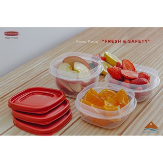 Set 3 hộp đựng thực phẩm RUBBERMAID CHÍNH HÃNG có nắp màu đỏ bằng nhựa PP cao cấp