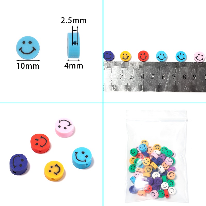 Bộ 20 Hạt Xâu Chuỗi Tròn 10mm Hình Mặt Cười Làm Trang Sức