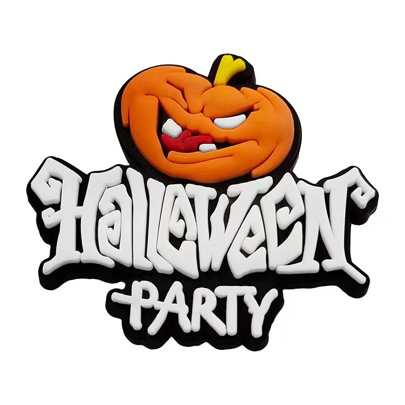 CROCS Guốc Gài Khóa Hình Giày Da Bò Bí Ngô Halloween