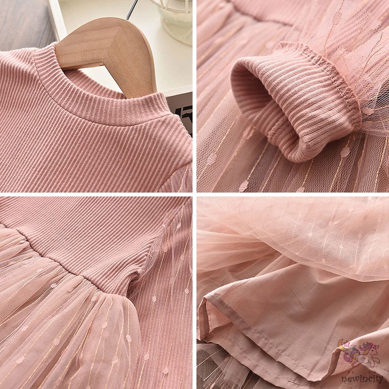 Đầm Xòe Dệt Kim Tay Dài Phong Cách Hàn Quốc Xinh Xắn Cho Bé Gái