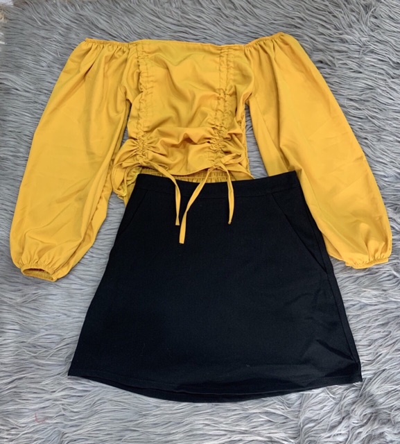 Áo nhún lưng dây rút 2 bên tay dài | BigBuy360 - bigbuy360.vn