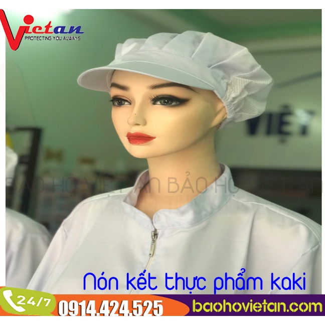 Nón vải xếp ly kaki lưới trùm tóc công nhân sản xuất, thực phẩm - Mũ bao tóc lưới y tế, bảo hộ ngành thực phẩm.