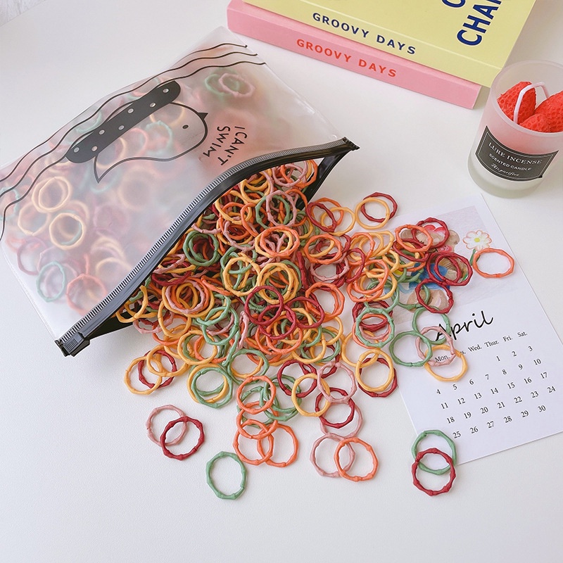 Set 100 Dây Thun Cột Tóc Co Giãn Dễ Thương Cho Bé