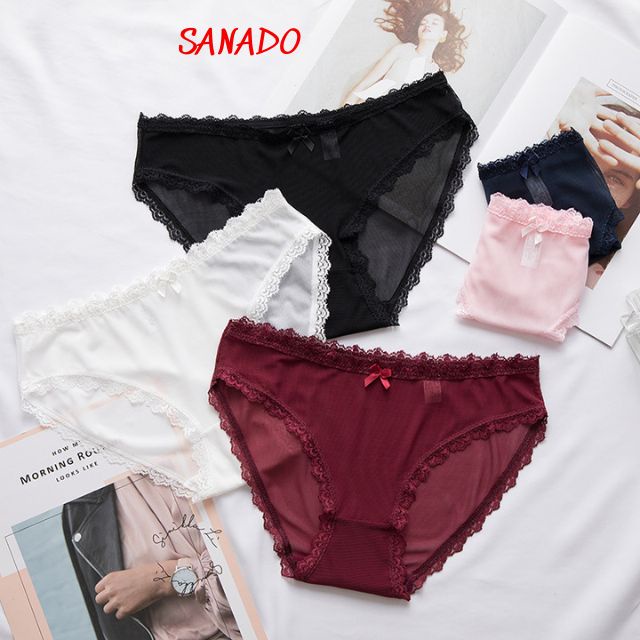 (QL08) quần lót nữ voan xuyên thấu quần chíp nữ viền ren mềm mịn - Sanado