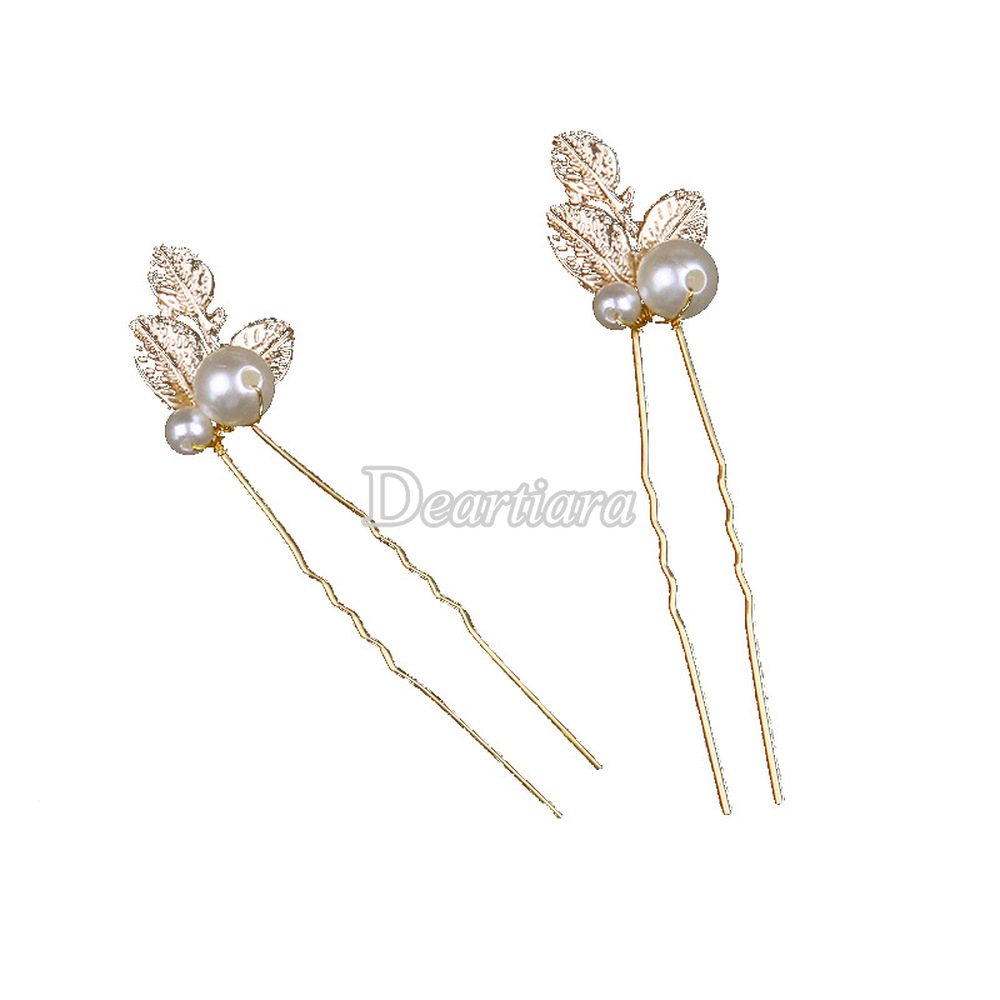 Trâm cài tóc chữ U đính ngọc trai nhân tạo thời trang dành cho cô dâu