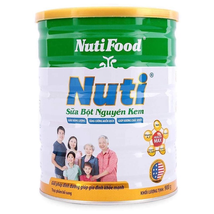 Lon Sữa Bột Nuti Nguyên Kem Nutifood 900g Bổ Sung Dinh Dưỡng Cho Mọi Lứa Tuổi Giúp Tăng Cường Sức Khỏe