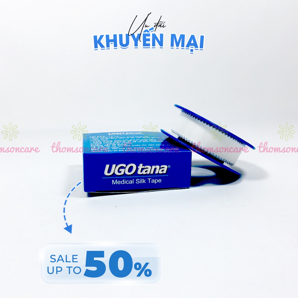 Băng keo lụa y tế UGOTANA kích thước 1,25cm x 4m - độ dính cao, mềm, sơ cứu băng vải dính vết thương