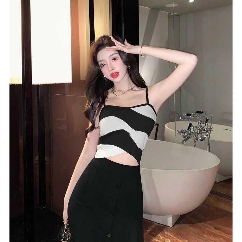 Áo hai dây tăm đan chéo siêu xinh