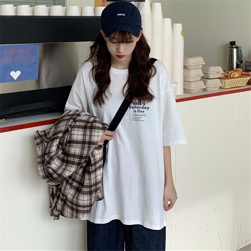 Áo Thun Ngắn Tay Dáng Rộng In Họa Tiết Xinh Xắn Theo Phong Cách Mùa Hè Hàn Quốc Dành Cho Nữ