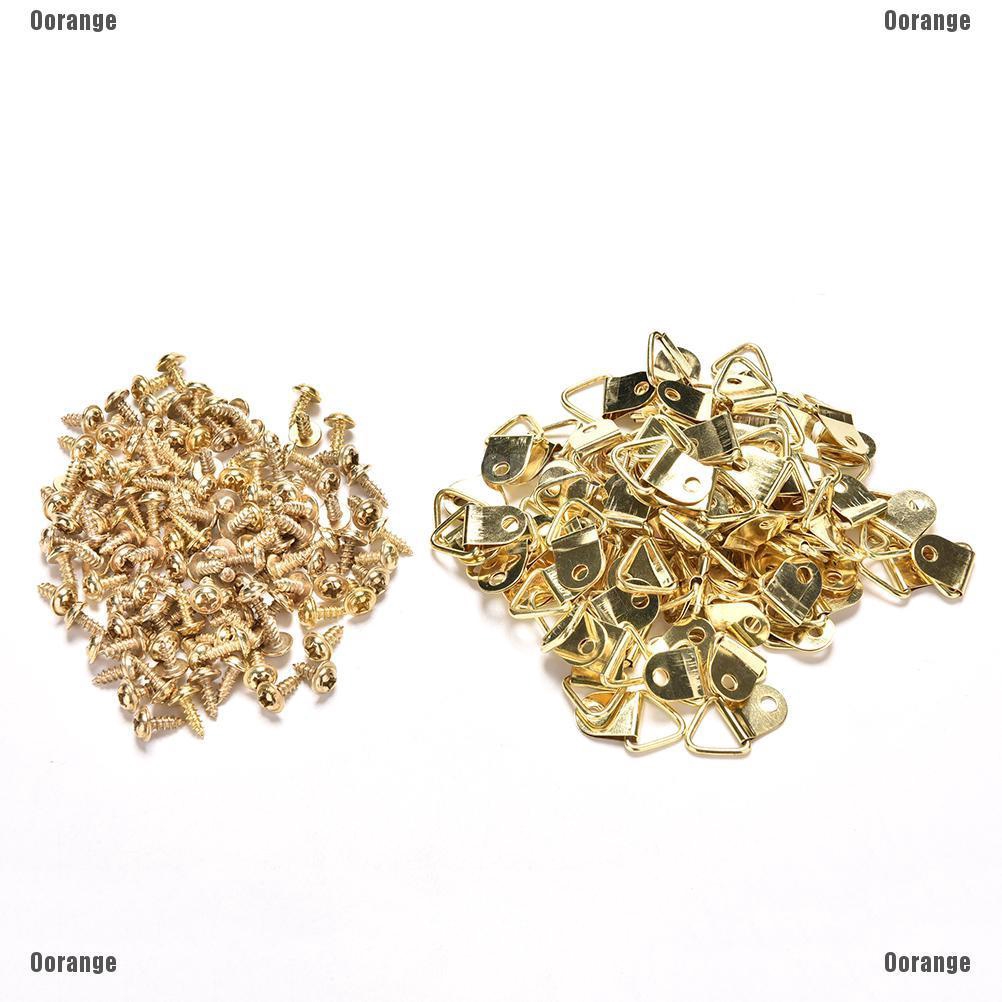 Bộ 100 Móc Treo Khung Ảnh Chữ D Bằng Kim Loại Kích Thước 20x10mm Kèm 100 Móc