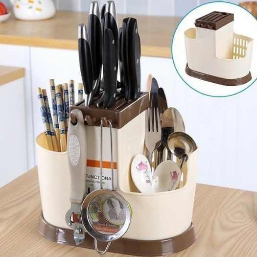Ống Để Đũa Thìa Có Móc Treo Kèm Khay Cắm Dao Kéo. Sản Phẩm Nhựa Cao Cấp Việt Nhật