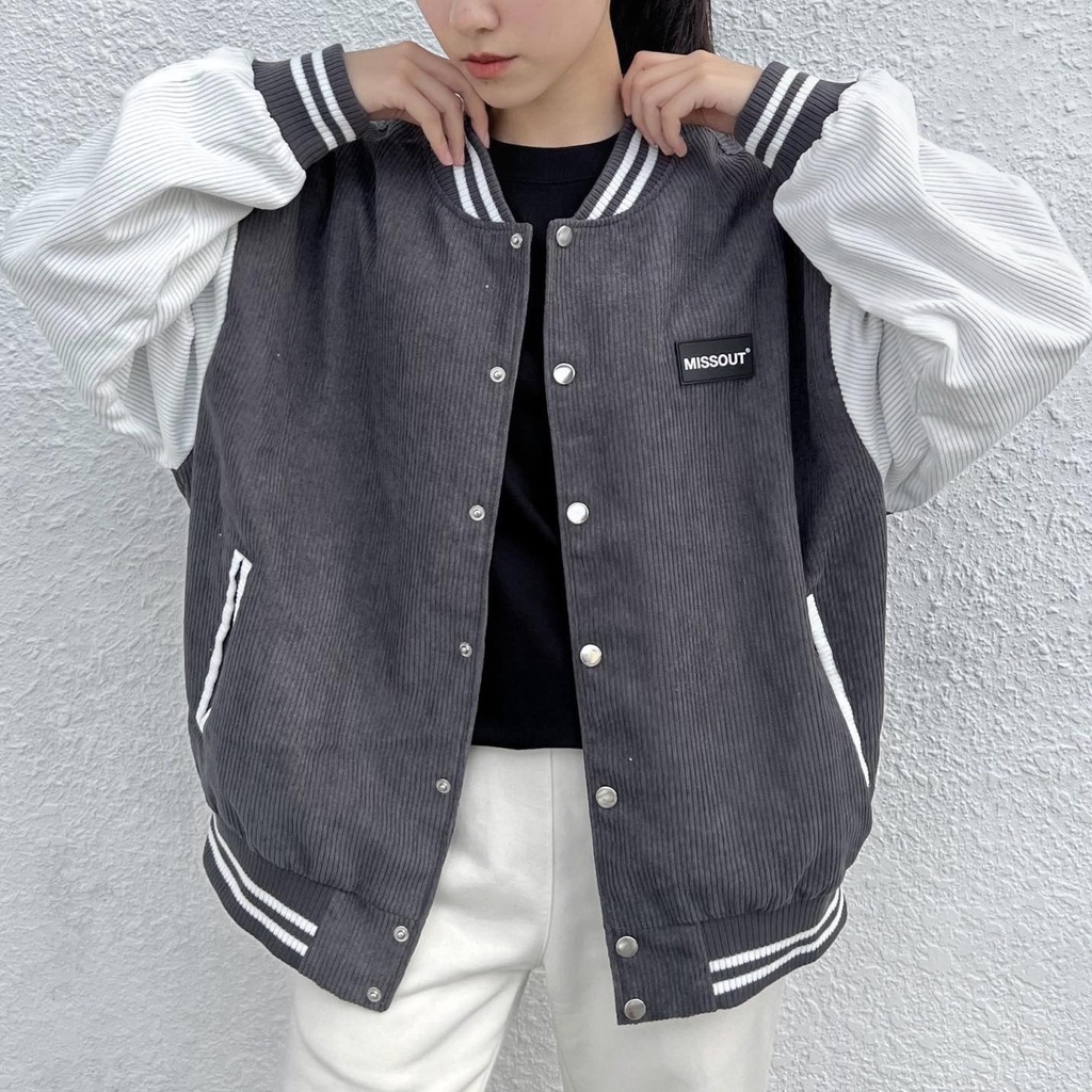 Áo khoác nam nữ - Bomber jacket YAYSHOP chất liệu nhung gân dày dặn form rộng rãi  MISSOUT