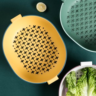 Thickened Double-layer Drain Basket Household Plastic Fruit And Vegetable Washing Basin