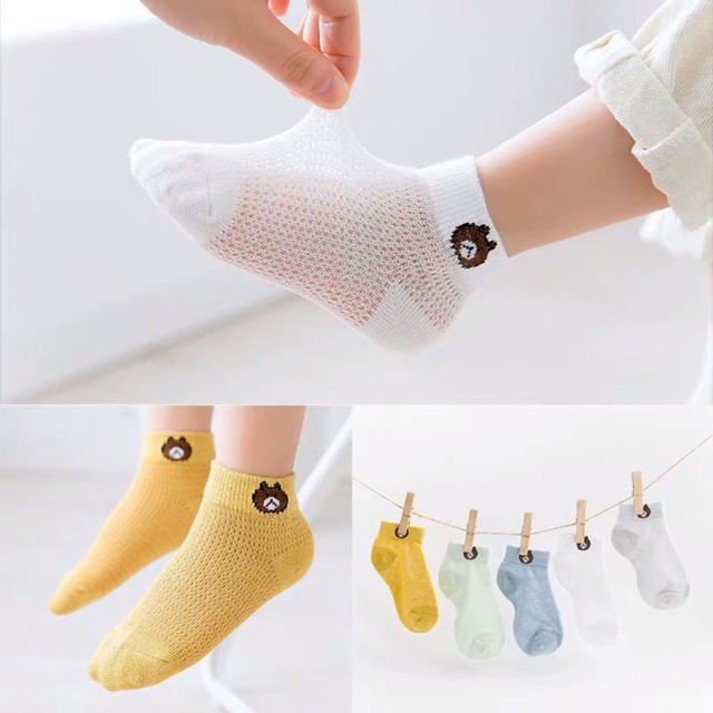 [HOT] Vỉ 5 đôi Tất lưới gấu trẻ em 1-2 tuổi