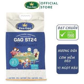 Gạo ST24 - Chính Hãng Vua Gạo - Túi 5kg (Cam kết date mới)