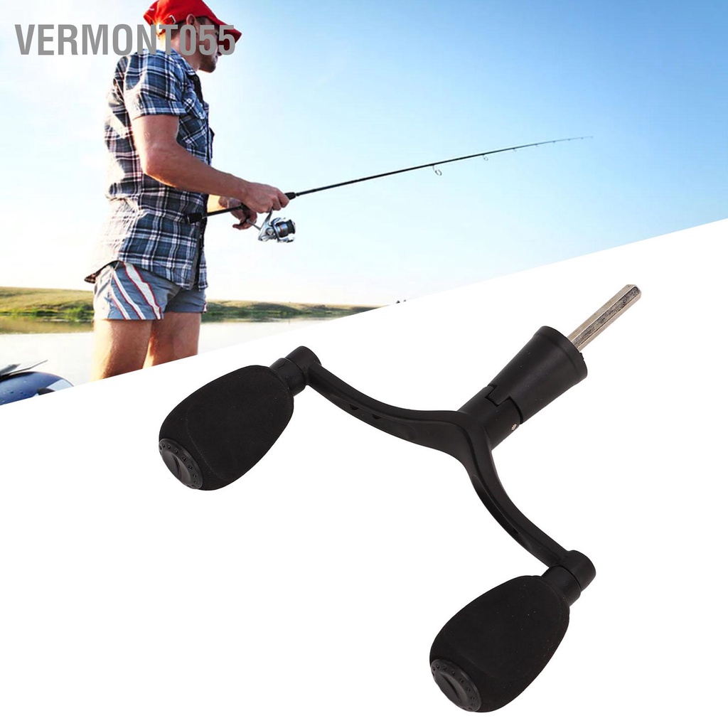 Có thể bán buôn Hợp kim nhôm Cuộn câu cá Tay cầm đôi Rocker Cánh tay Phun Sơn Matt Đen Lure Quay Câu Bánh xe Hex Đôi Vermont055 Hàng giao ngay