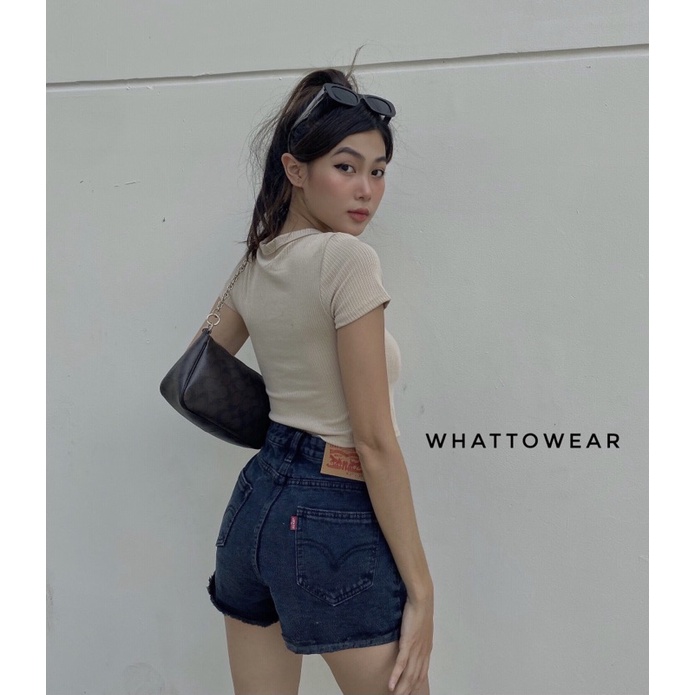 Quần short jean vintage Levis lưng cao line tua năng động mùa hè | BigBuy360 - bigbuy360.vn