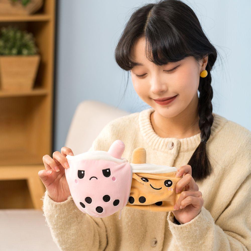 Gối Ôm Nhồi Bông Mềm Mại Có Thể Đảo Ngược Hình Búp Bê Hoạt Họa Boba Nhồi Bông Dễ Thương Cho Bé