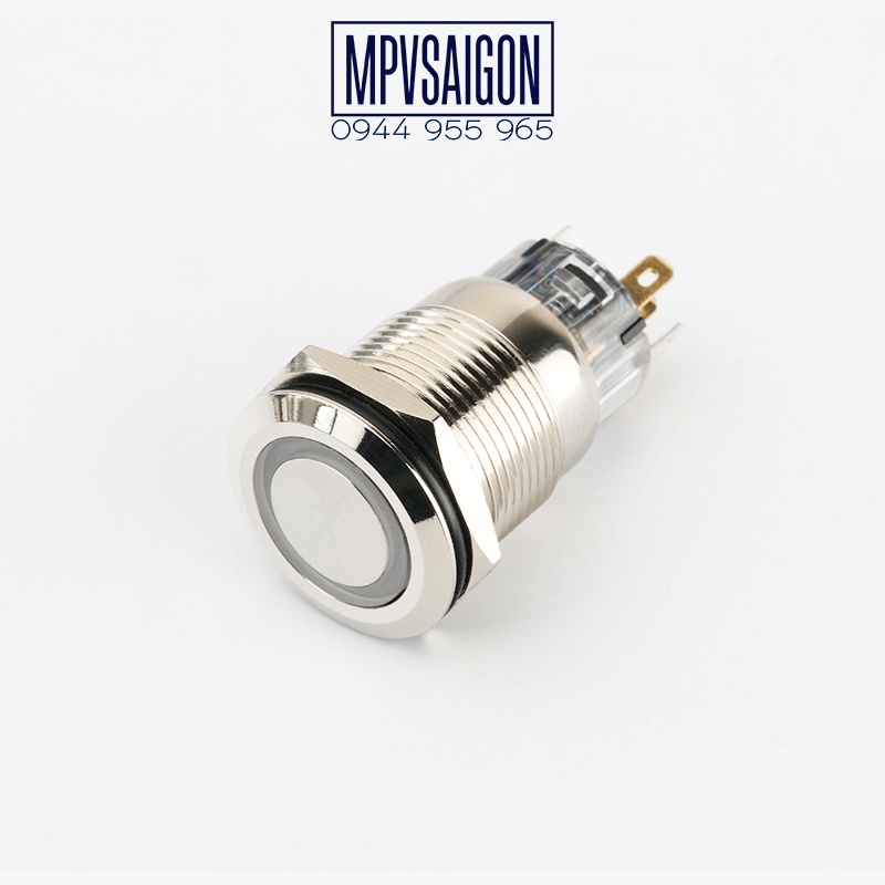 Công tắc nút nhấn kim loại 19mm LED tròn chân dài nhấn khóa/ Locking 19mm LED switch