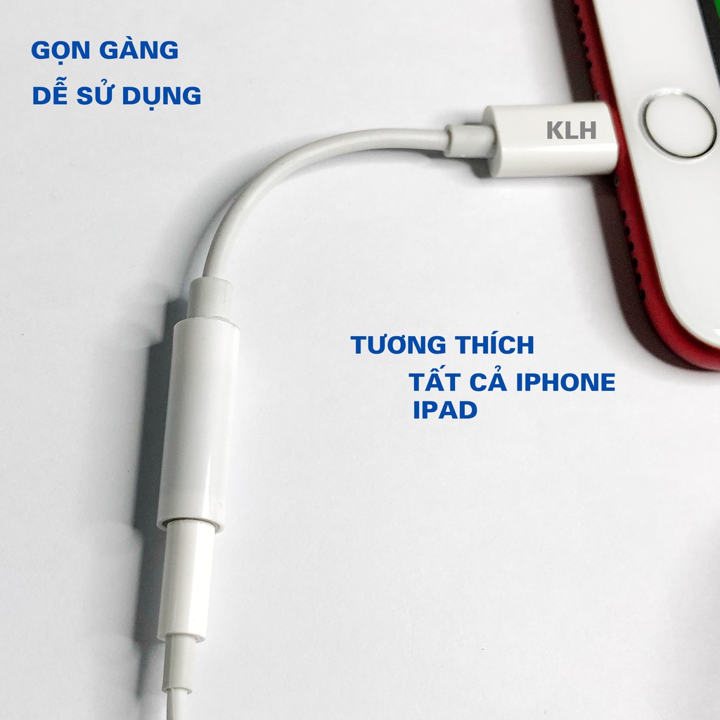 Jack chuyển tai nghe Lightning ra chân tròn 3.5mm tương thích iphone 5 6 7 x 11 kết nối Bluetooth hỗ trợ mic