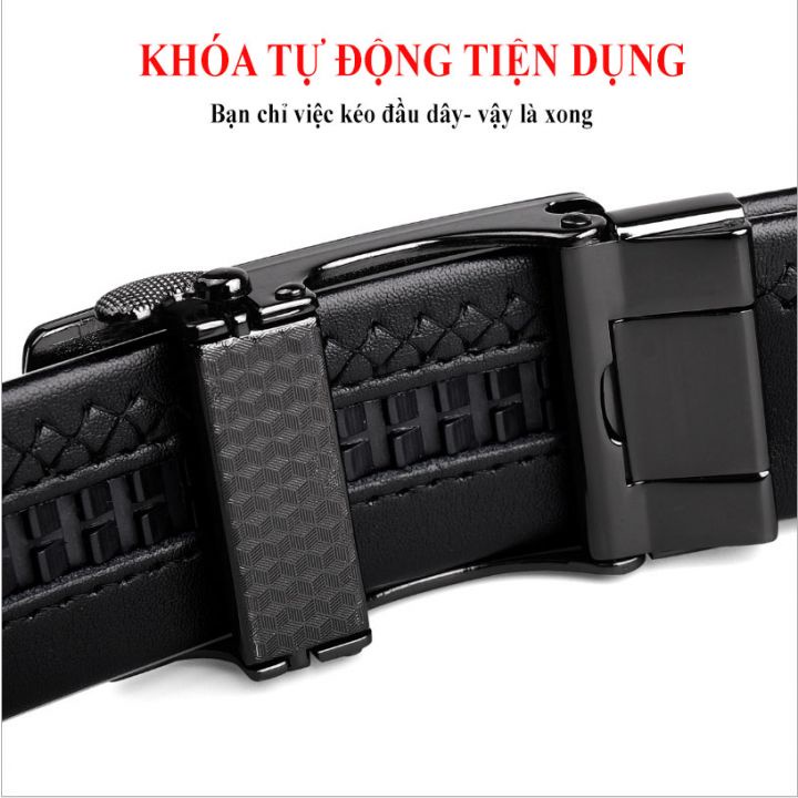 Thắt lưng nam da cao cấp, Dây nịt phong cách hàn quốc khóa tự động CARTELO CHÍNH HÃNG 125 x 3.5cm.