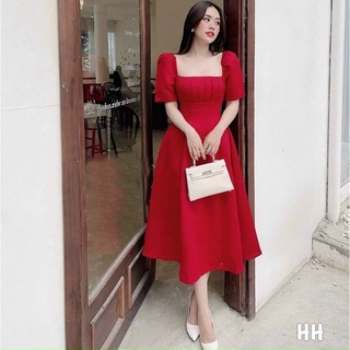 Đầm xếp li ngực form dài 4 màu (kèm hình thật)