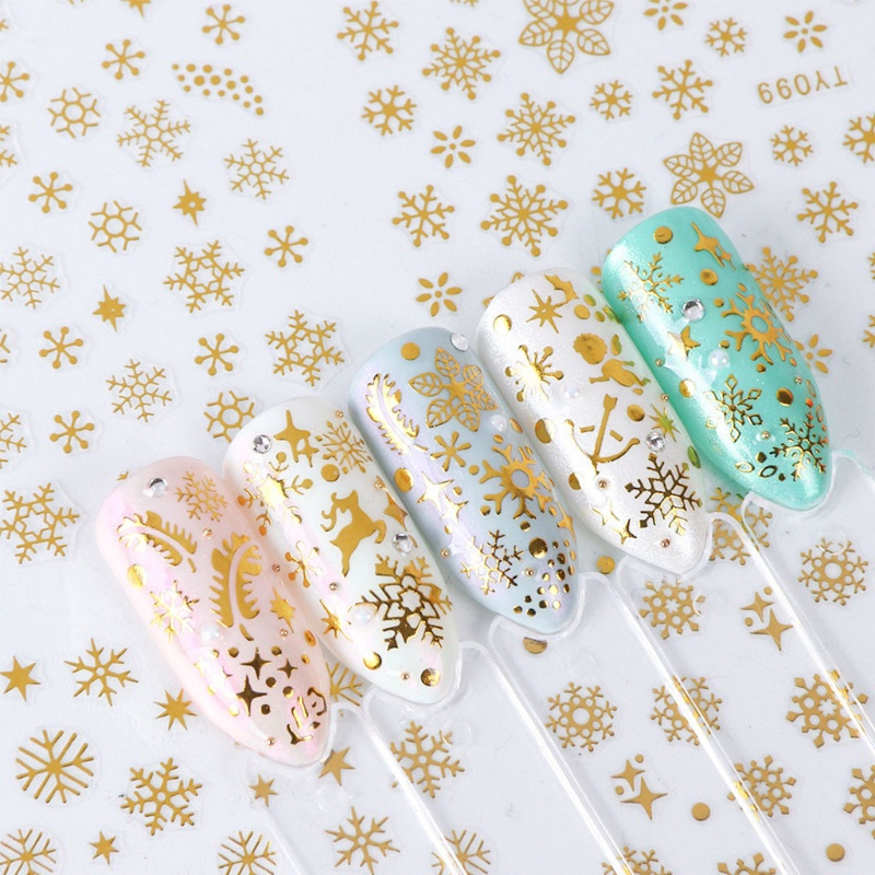 Đề Can Dán Móng Tay Họa Tiết Bông Tuyết Tuần Lộc Giáng Sinh