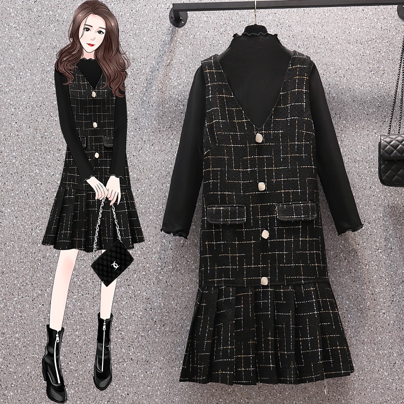🌸Hàng Order🌸Sét Váy Đầm Bigsize Áo Phối Váy Dệt Kim Đính Cúc Đá Chân Váy Đuôi Cá Trẻ Trung Thanh Lịch🌸Hàng Quảng Châu