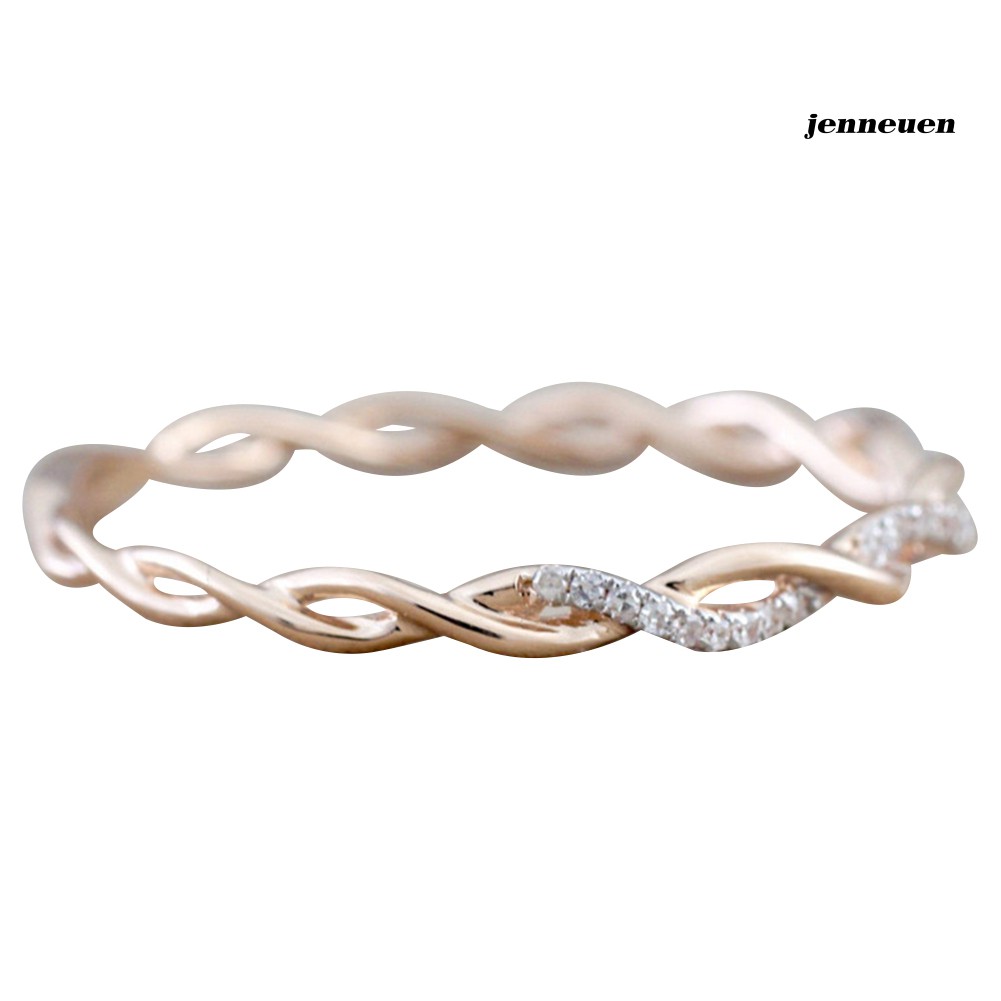 Nhẫn đính đá giả thiết kế dạng xoắn thời trang sang trọng cho nữ