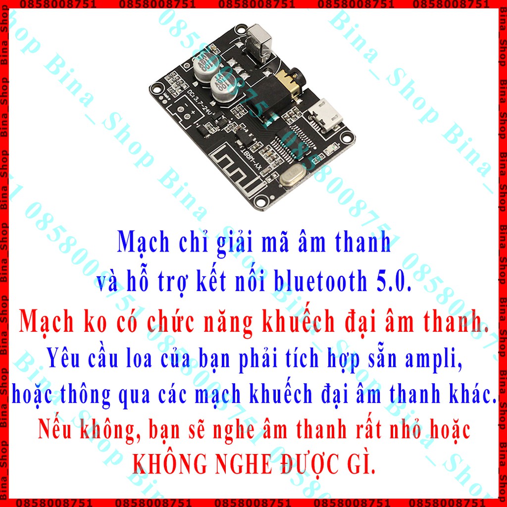 Mạch giải mã âm thanh Bluetooth 5.0 XFW-WRBT (remote mua riêng) DC 3.7v-24v