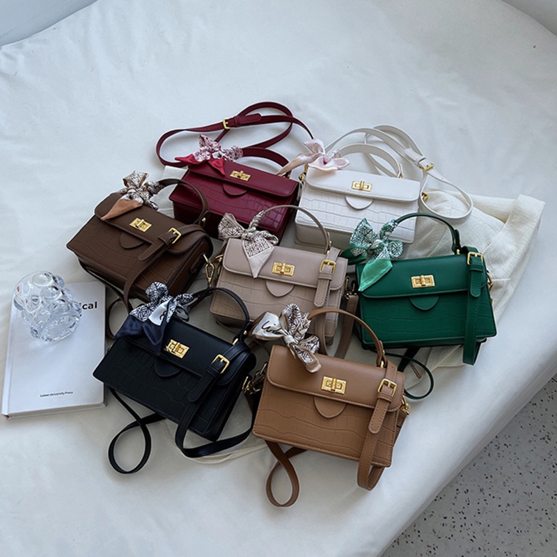 Túi đeo chéo IELGY đính nơ họa tiết vân đá thời trang cho nữ