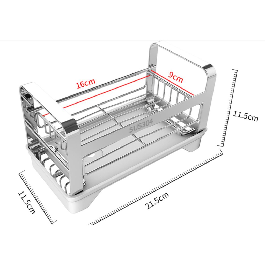 Khay INOX304 đựng miếng rửa chén CÓ KHAY HỨNG NƯỚC có vòi