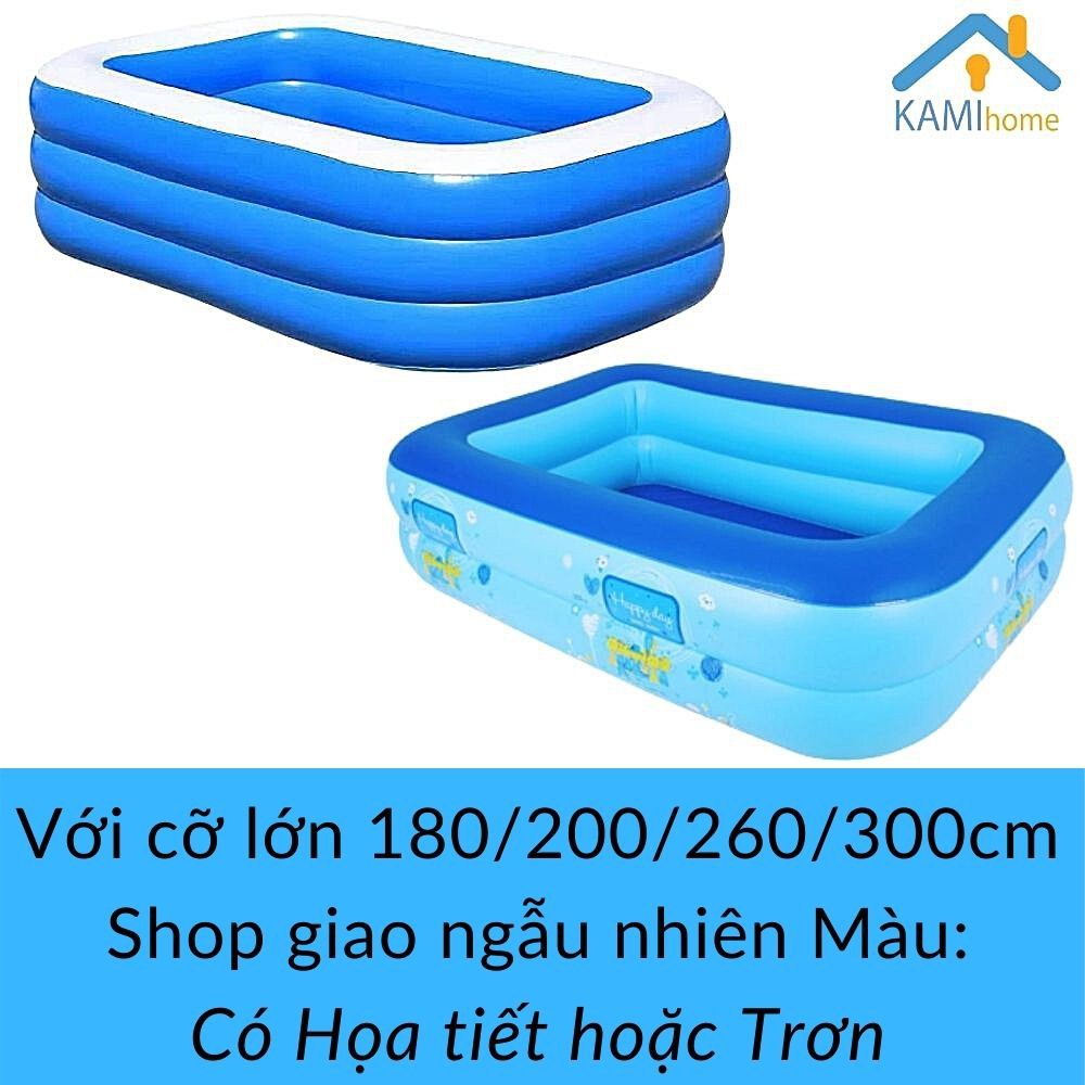 Bể bơi cho bé hồ phao bơi trẻ em thành cao 3 tầng cỡ dài 180cm và 150cm