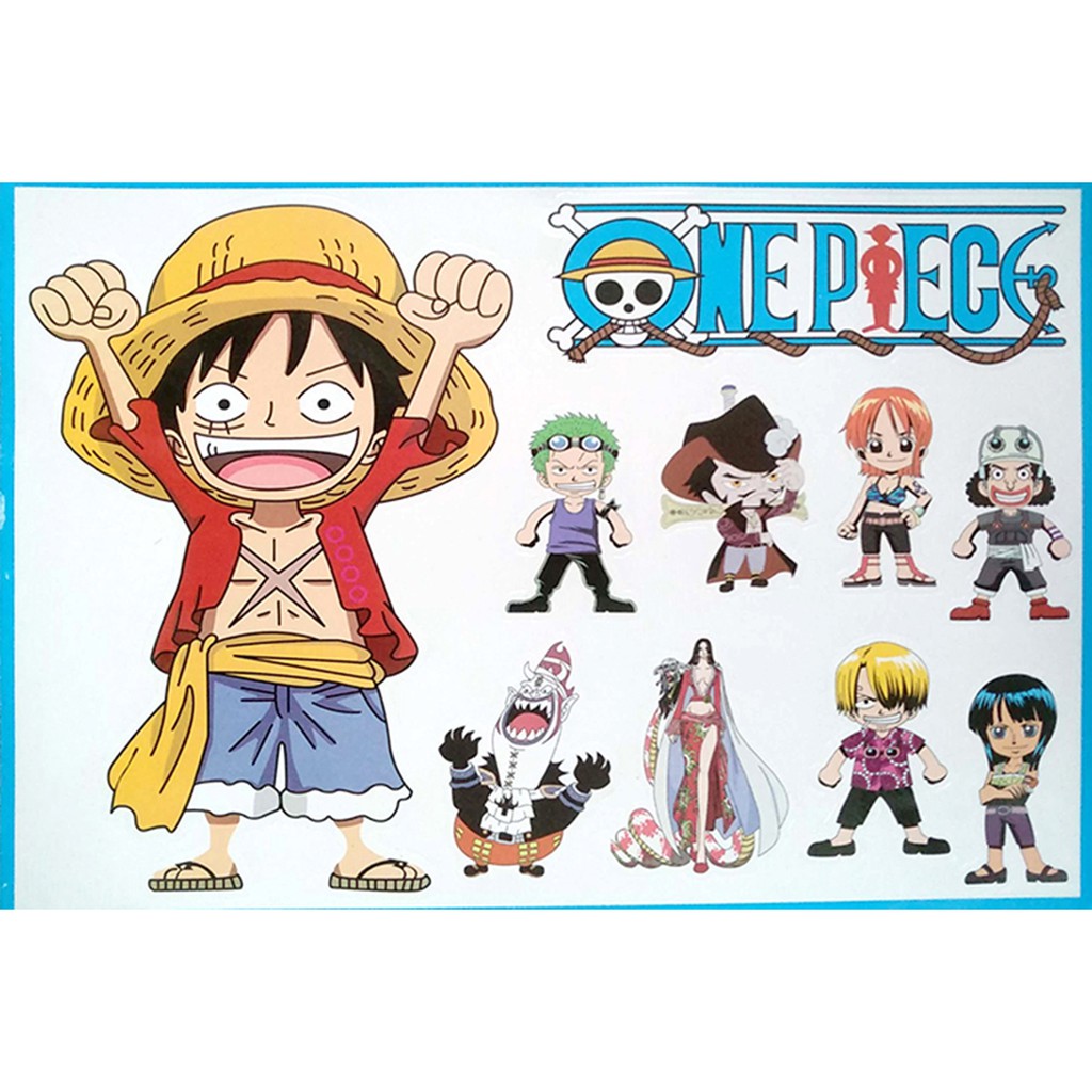 Tấm sticker dán chủ đề ONE PIECE - ĐẢO HẢI TẶC ( kích thước 18.5cm x 27cm )