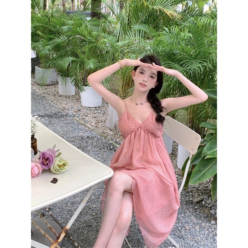 Sẵn | Váy dây mùa hè lãng mạn gợi cảm mùa hè Rose