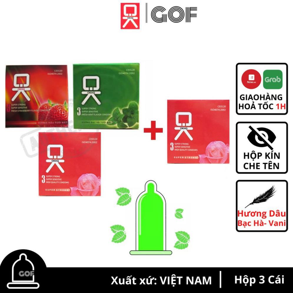 [DEAL 1K] Mua 3 Bao cao su OK HQ Hương Dâu Tây - Bạc Hà - Không Mùi Tặng 1 Hộp BCS OK - GoF