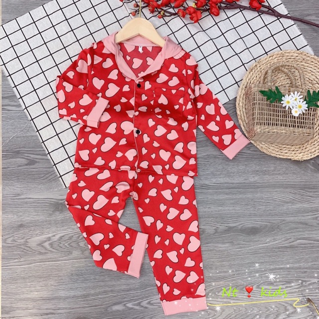 Set đồ pyjama bé gái, chất lụa Hàn, thu đông